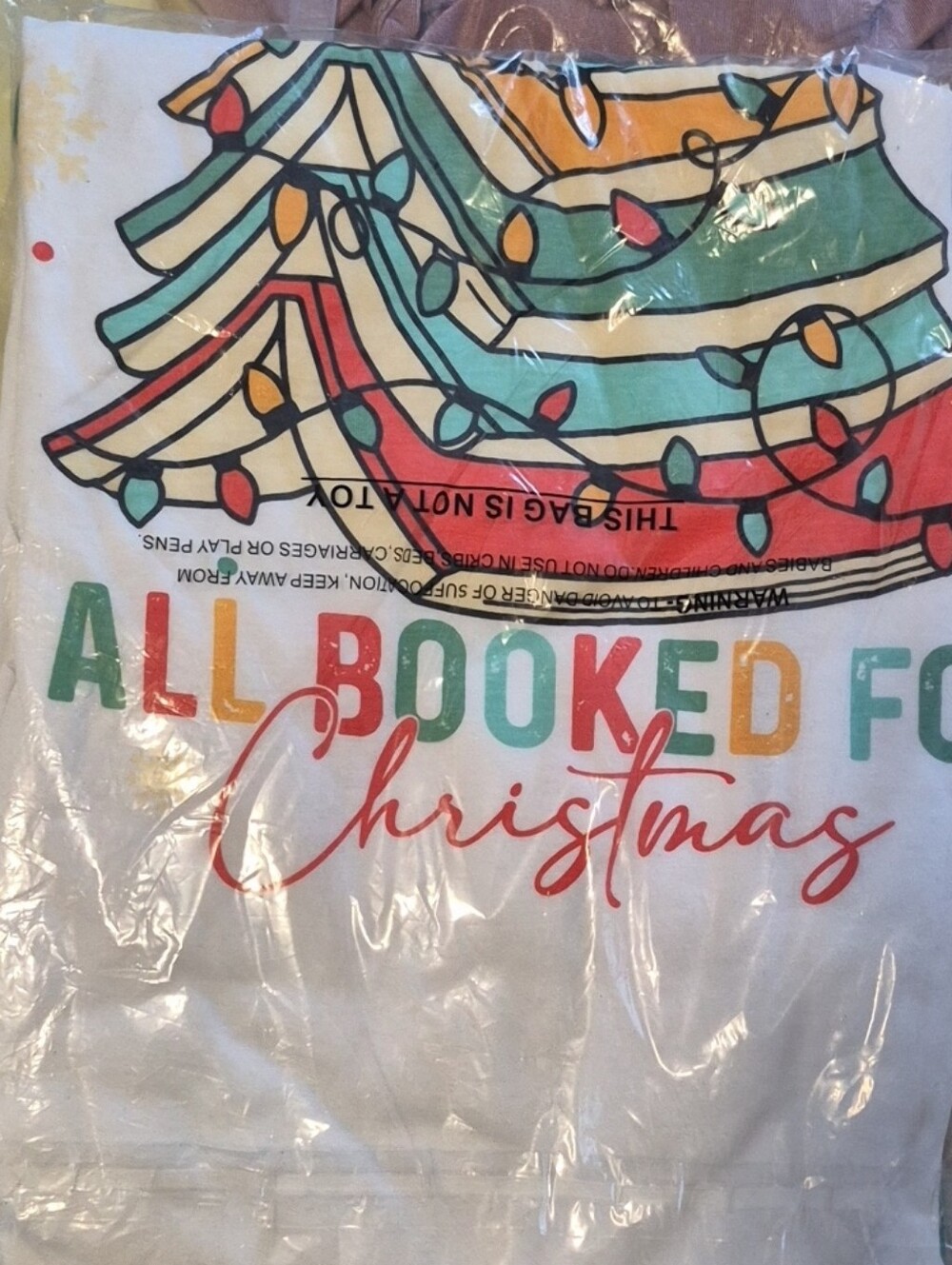 Adult 'All Booked for Christmas' Graphic Tee - White